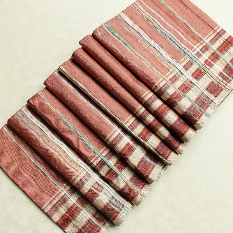 名古屋帯 六通柄 良品 正絹 縞柄・線柄 通し仕立て なごや帯 リサイクル帯 帯 カジュアル ピンク_画像18