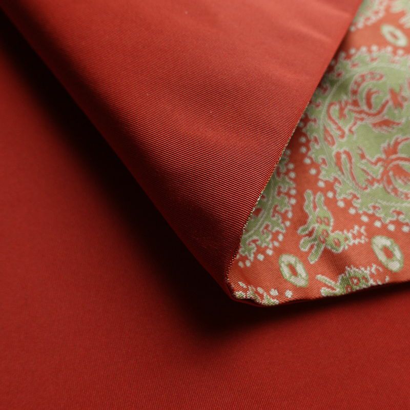 名古屋帯 全通柄 良品 正絹 幾何学柄・抽象柄 通し仕立て なごや帯 リサイクル帯 帯 カジュアル 赤・朱_画像5