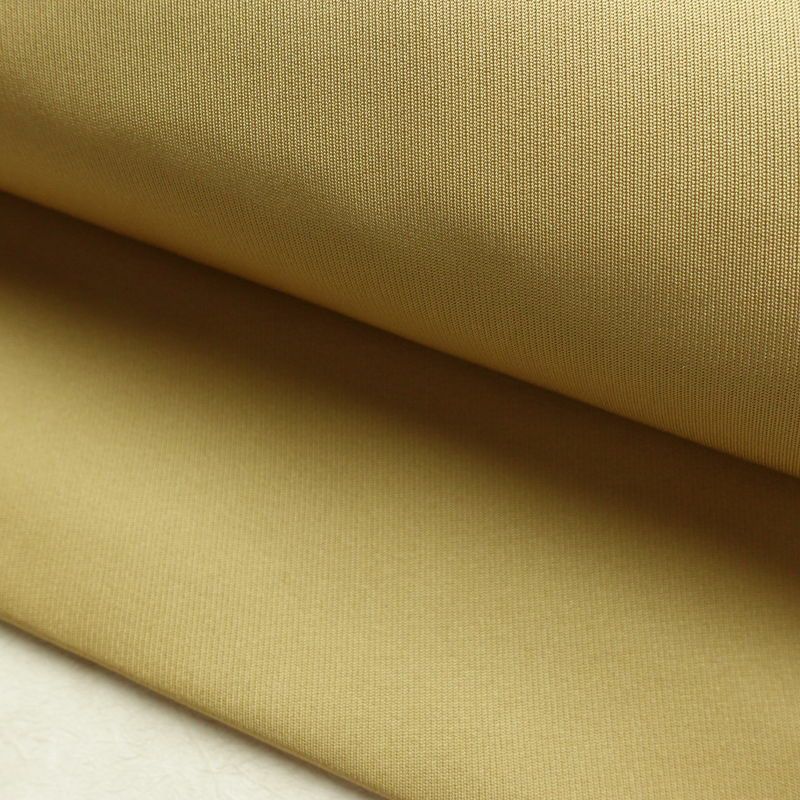 名古屋帯 太鼓柄 美品 スワトウ刺繍 正絹 木の葉・植物柄 名古屋仕立て なごや帯 リサイクル帯 帯 刺繍 シンプル おしゃれ 黄・黄土色_画像7