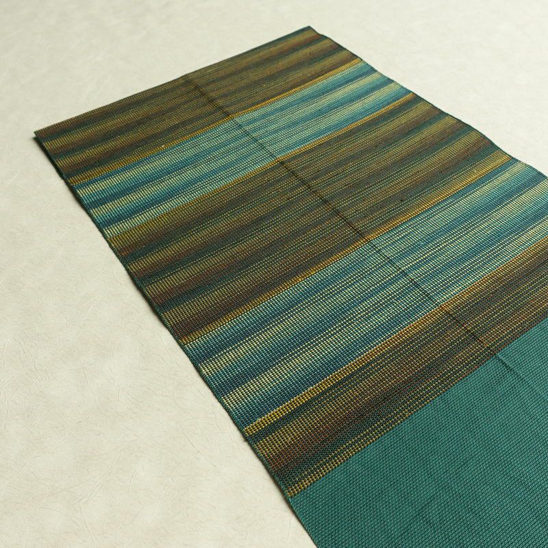 名古屋帯 六通柄 正絹 縞柄・線柄 通し仕立て なごや帯 リサイクル帯 帯 カジュアル 緑・うぐいす色_画像18