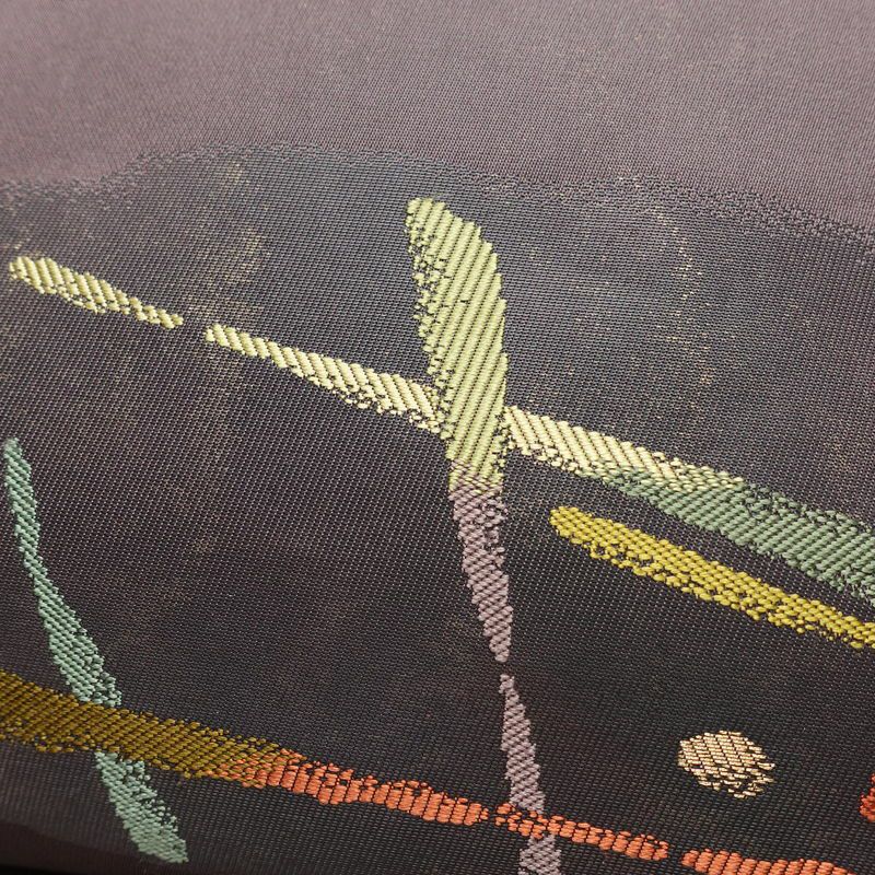 名古屋帯 六通柄 良品 正絹 幾何学柄・抽象柄 名古屋仕立て なごや帯 リサイクル帯 帯 モダン 紫・藤色_画像3