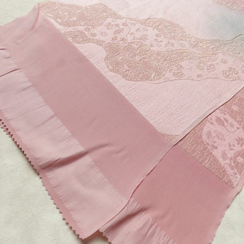 帯揚げ帯締めセット 良品 セット品 平組 正絹 花柄 金通し 和装小物 ピンク_画像4