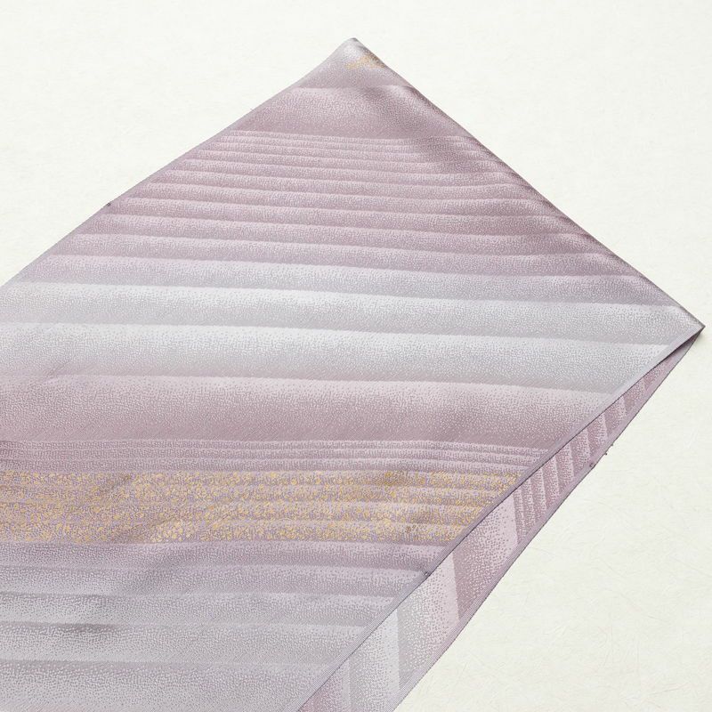 帯揚げ帯締めセット 良品 セット品 綸子 正絹 幾何学柄・抽象柄 箔 シンプル 和装小物 紫・藤色_画像2