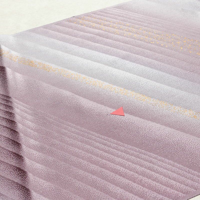 帯揚げ帯締めセット 良品 セット品 綸子 正絹 幾何学柄・抽象柄 箔 シンプル 和装小物 紫・藤色_画像10