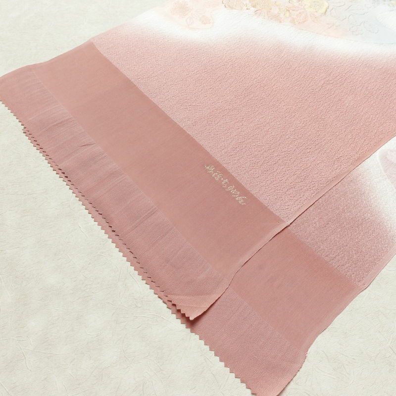 帯揚げ帯締めセット 良品 セット品 丹後ちりめん 平組 正絹 花柄 金糸 流水 フォーマル ピンク_画像4