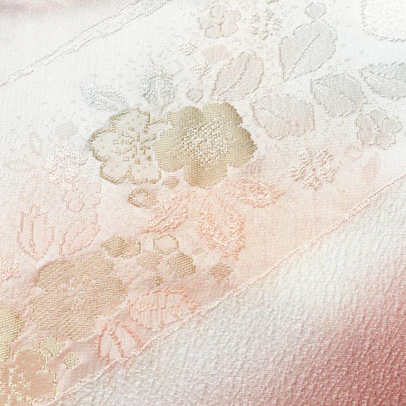 帯揚げ帯締めセット 良品 セット品 丹後ちりめん 平組 正絹 花柄 金糸 流水 フォーマル ピンク_画像7