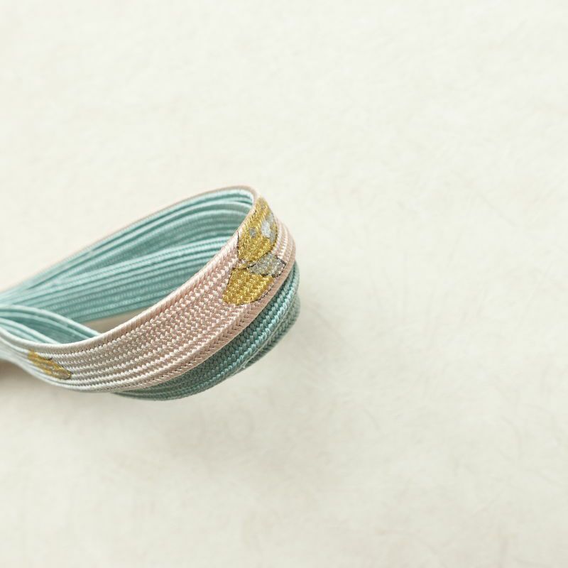 帯揚げ帯締めセット 良品 セット品 丹後ちりめん 平組 正絹 花柄 金糸 流水 フォーマル ピンク_画像18