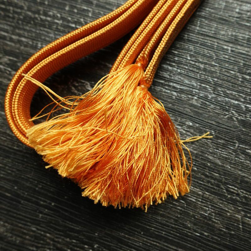 帯揚げ帯締めセット セット品 平組 正絹 花柄 シンプル 和装小物 橙_画像17