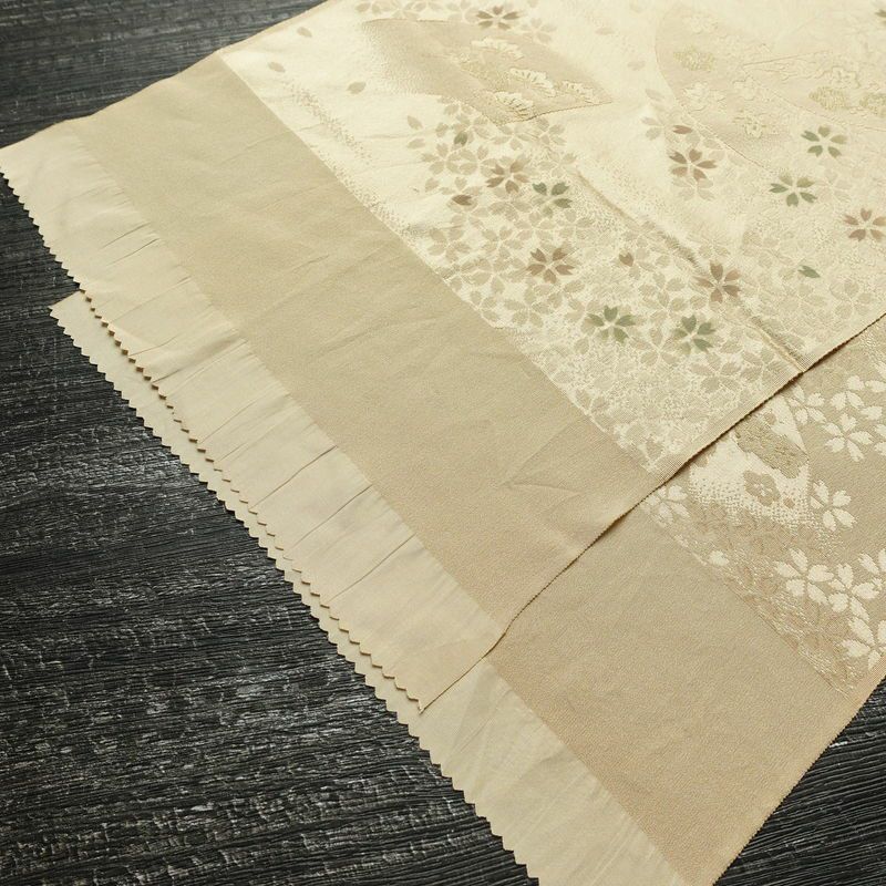 帯揚げ帯締めセット セット品 綸子 正絹 花柄 扇面 桜 ベージュ_画像4