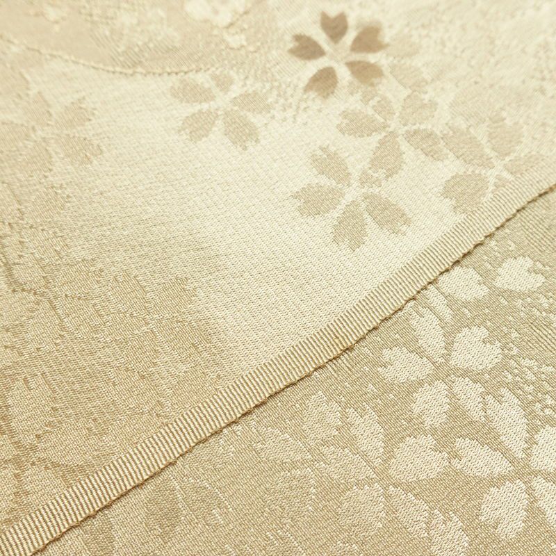 帯揚げ帯締めセット セット品 綸子 正絹 花柄 扇面 桜 ベージュ_画像6