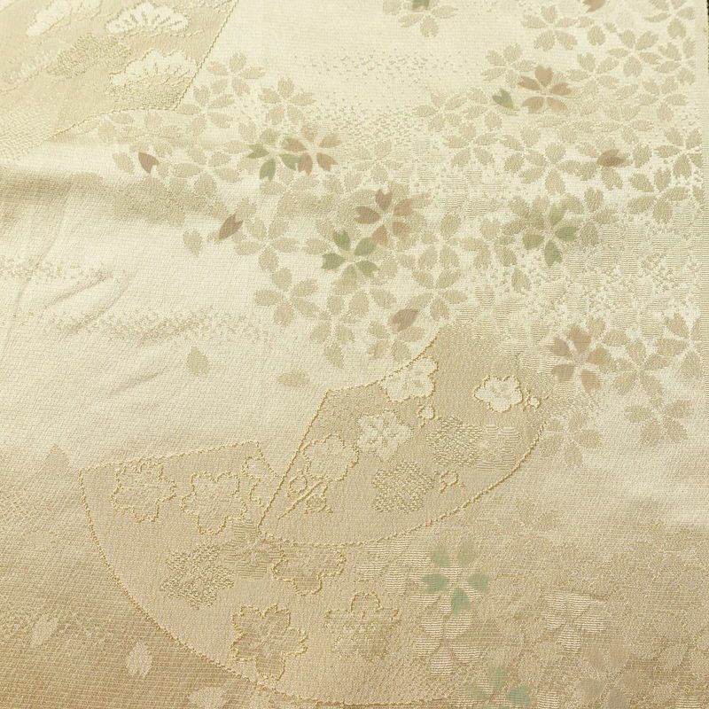 帯揚げ帯締めセット セット品 綸子 正絹 花柄 扇面 桜 ベージュ_画像7