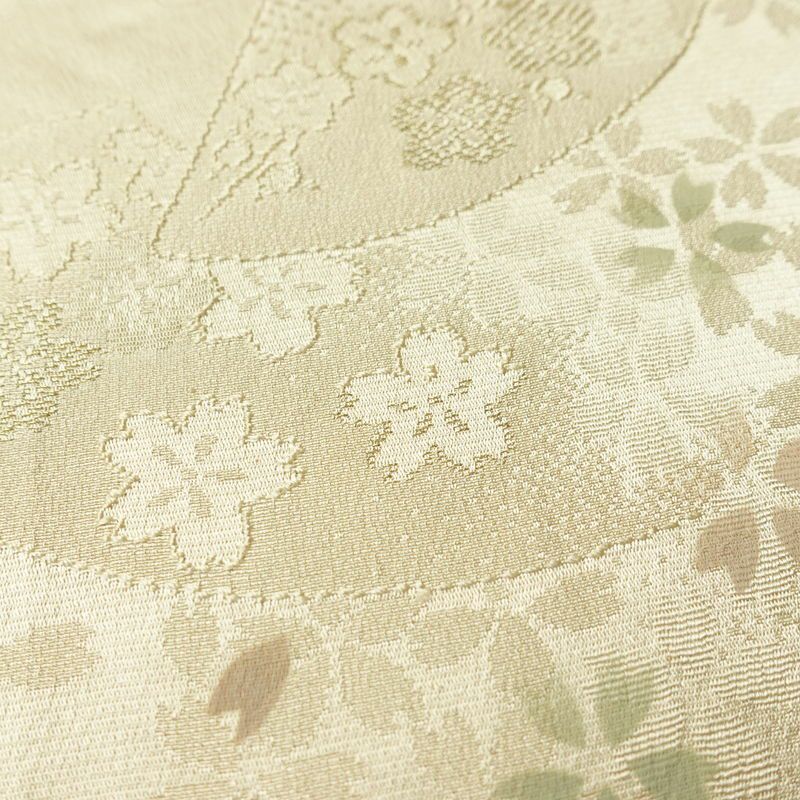 帯揚げ帯締めセット セット品 綸子 正絹 花柄 扇面 桜 ベージュ_画像9