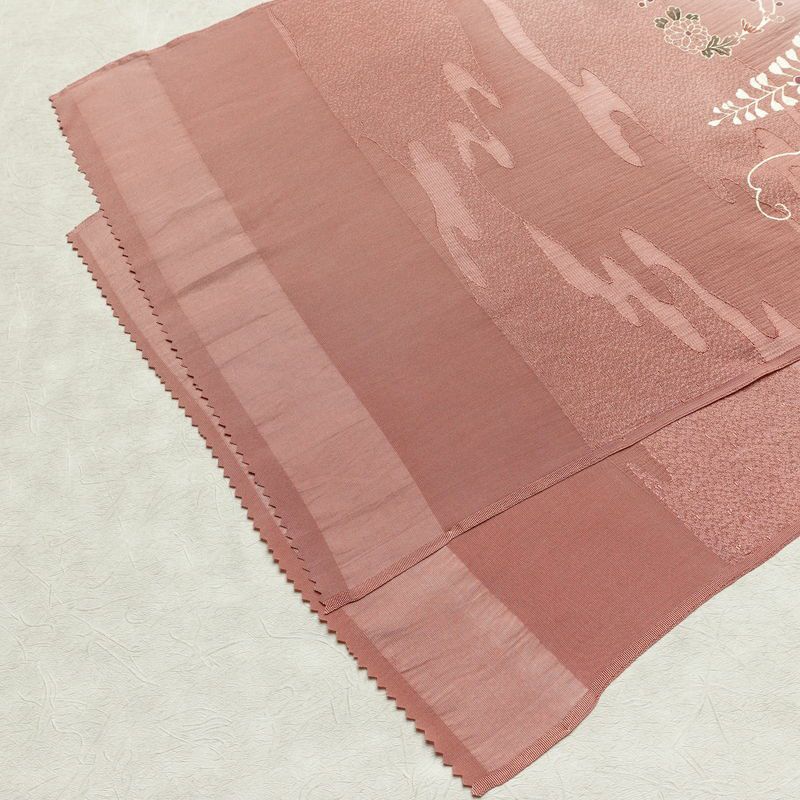 帯揚げ帯締めセット 良品 セット品 平組 正絹 花柄 箔 フォーマル くすみピンク サーモンピンク ピンク_画像4