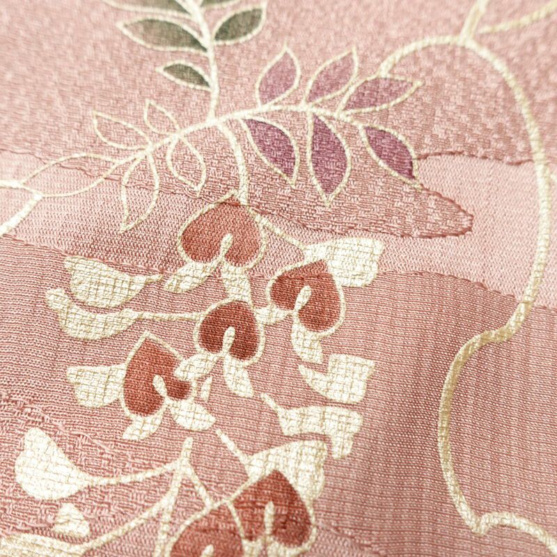 帯揚げ帯締めセット 良品 セット品 平組 正絹 花柄 箔 フォーマル くすみピンク サーモンピンク ピンク_画像10