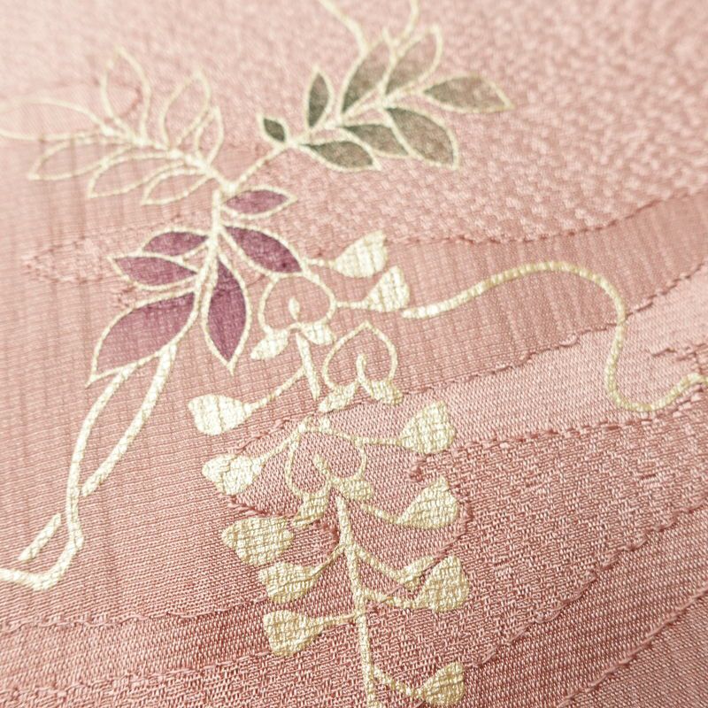 帯揚げ帯締めセット 良品 セット品 平組 正絹 花柄 箔 フォーマル くすみピンク サーモンピンク ピンク_画像11
