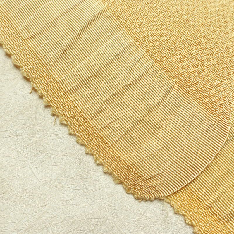 帯揚げ帯締めセット セット品 縮緬 正絹 古典柄 金彩 フォーマル 扇子 和装小物 黄・黄土色_画像5