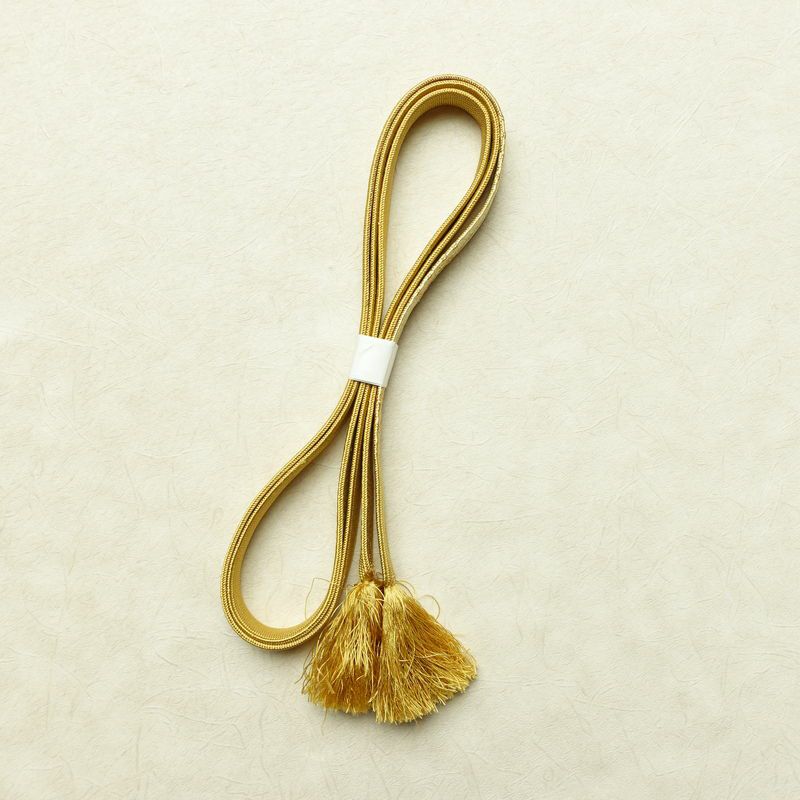 帯揚げ帯締めセット セット品 縮緬 正絹 古典柄 金彩 フォーマル 扇子 和装小物 黄・黄土色_画像13