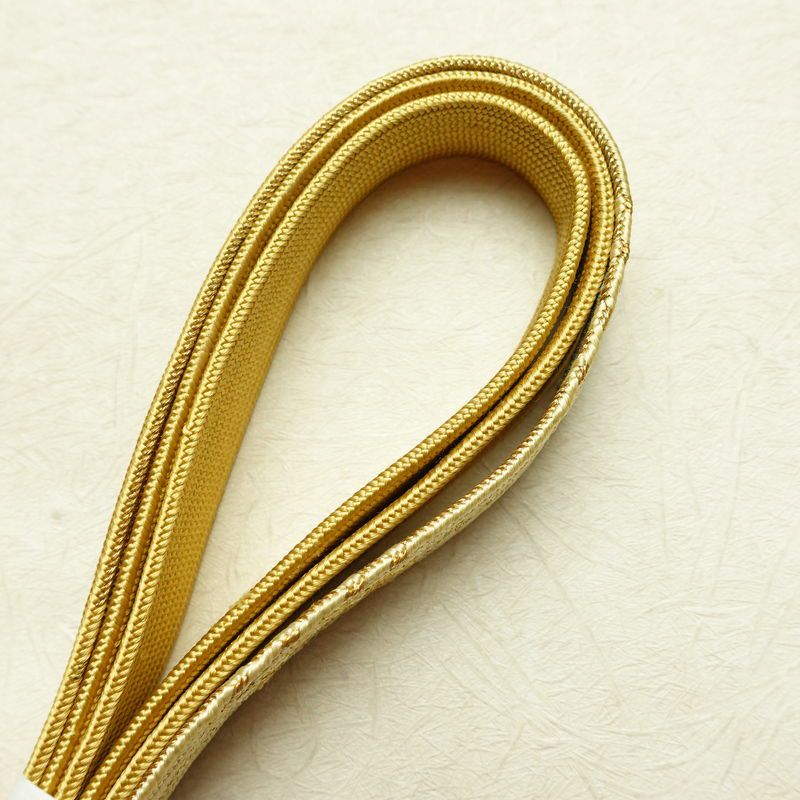 帯揚げ帯締めセット セット品 縮緬 正絹 古典柄 金彩 フォーマル 扇子 和装小物 黄・黄土色_画像14