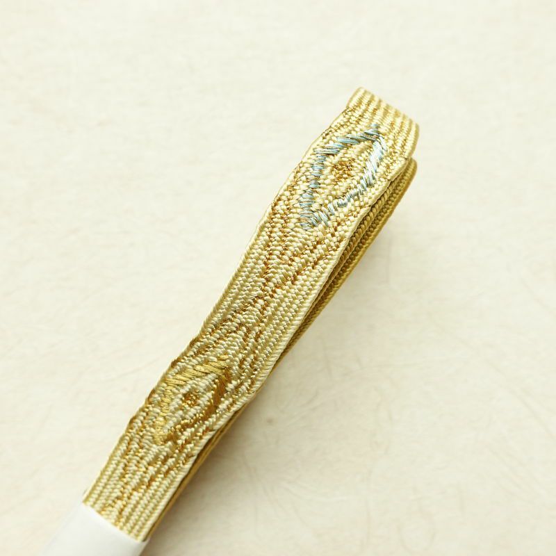 帯揚げ帯締めセット セット品 縮緬 正絹 古典柄 金彩 フォーマル 扇子 和装小物 黄・黄土色_画像16