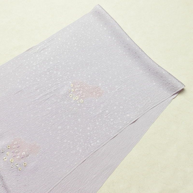 帯揚げ帯締めセット セット品 平組 正絹 花柄 シンプル 和装小物 紫・藤色_画像2