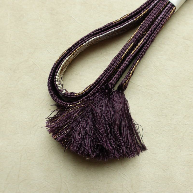 帯揚げ帯締めセット セット品 平組 正絹 花柄 シンプル 和装小物 紫・藤色_画像15