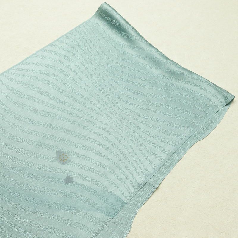 帯揚げ帯締めセット セット品 平組 正絹 花柄 金彩 フォーマル 和装小物 青・紺_画像2