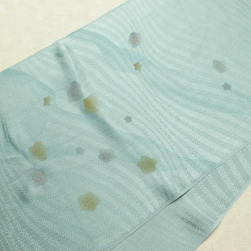 帯揚げ帯締めセット セット品 平組 正絹 花柄 金彩 フォーマル 和装小物 青・紺_画像3