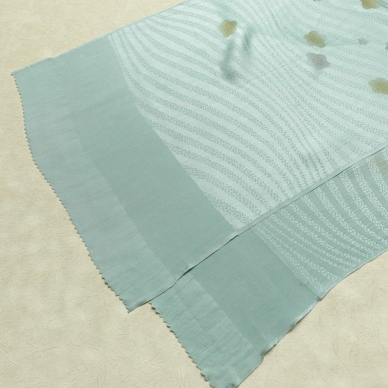 帯揚げ帯締めセット セット品 平組 正絹 花柄 金彩 フォーマル 和装小物 青・紺_画像4