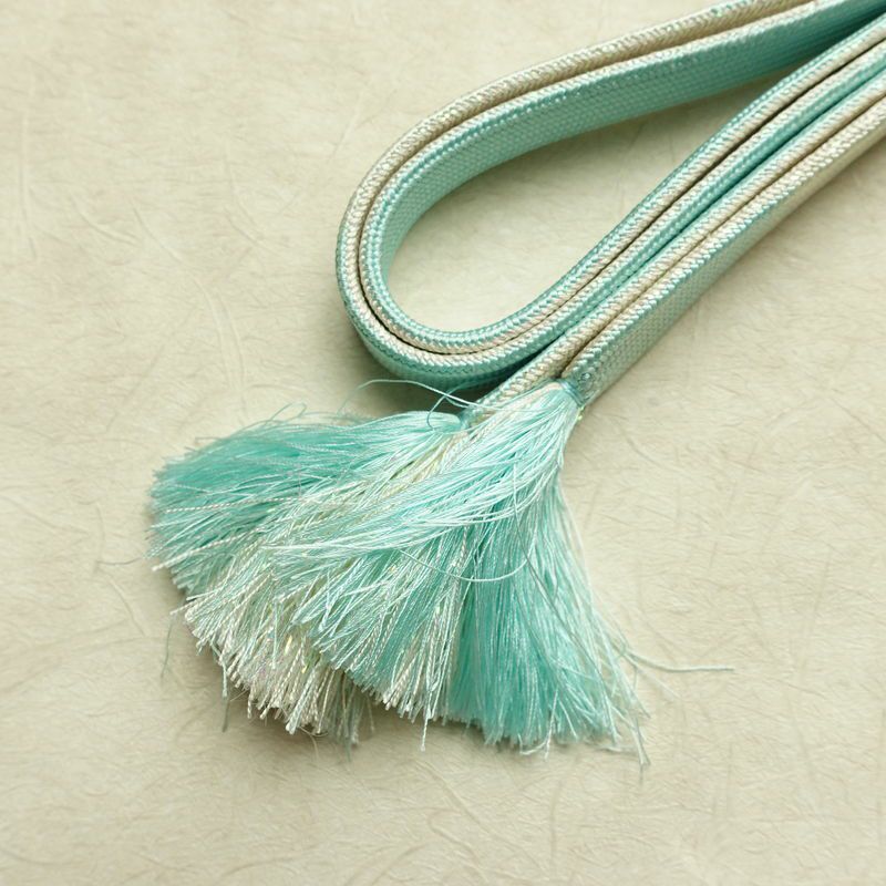 帯揚げ帯締めセット セット品 平組 正絹 花柄 金彩 フォーマル 和装小物 青・紺_画像13