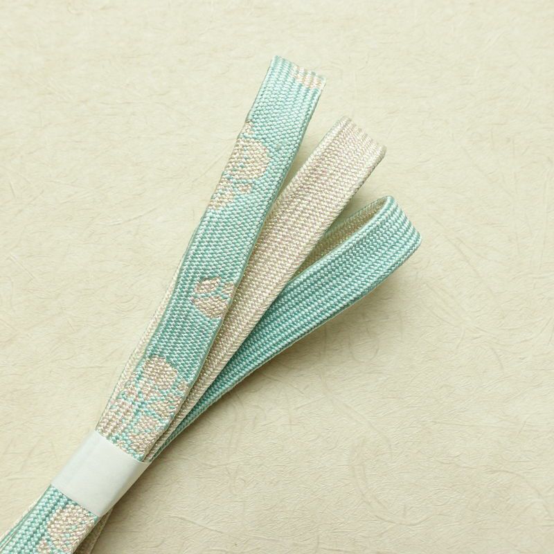 帯揚げ帯締めセット セット品 平組 正絹 花柄 金彩 フォーマル 和装小物 青・紺_画像14