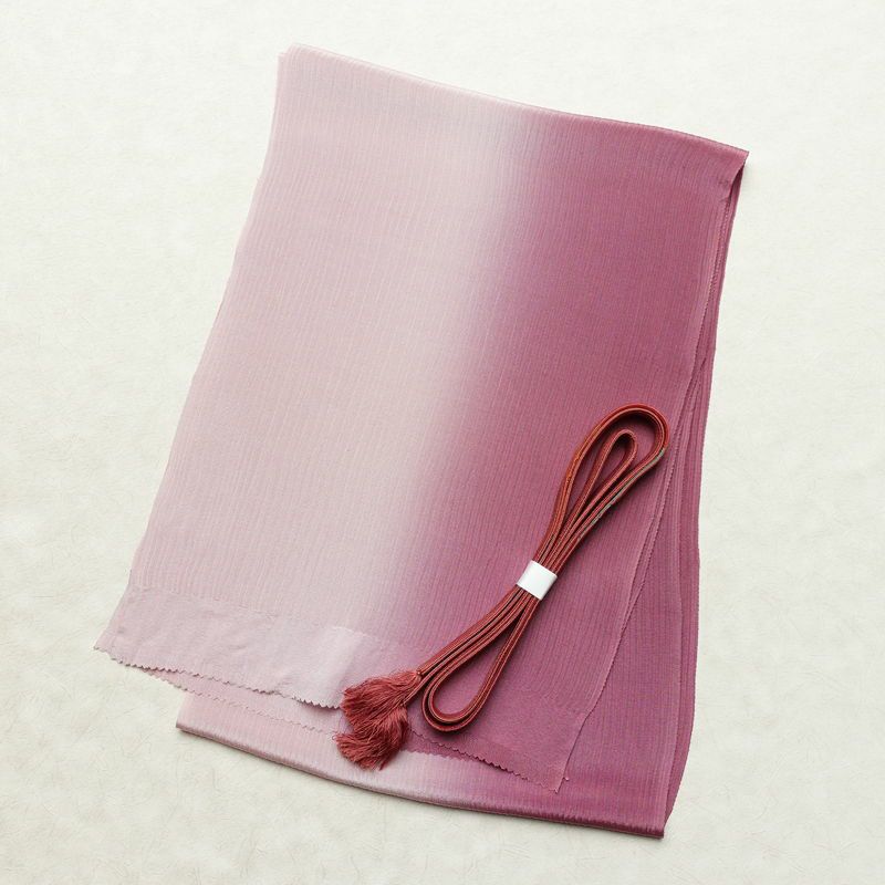 帯揚げ帯締めセット セット品 平組 正絹 縞柄・線柄 シンプル 和装小物 紫・藤色_画像1