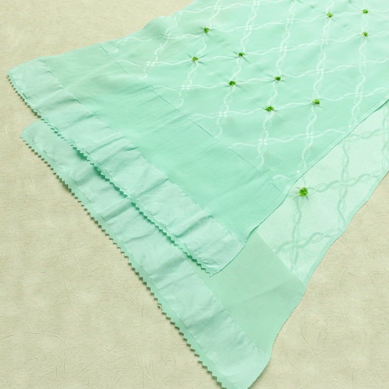 帯揚げ帯締めセット 良品 セット品 絞り 正絹 花柄 和装小物 緑・うぐいす色_画像4