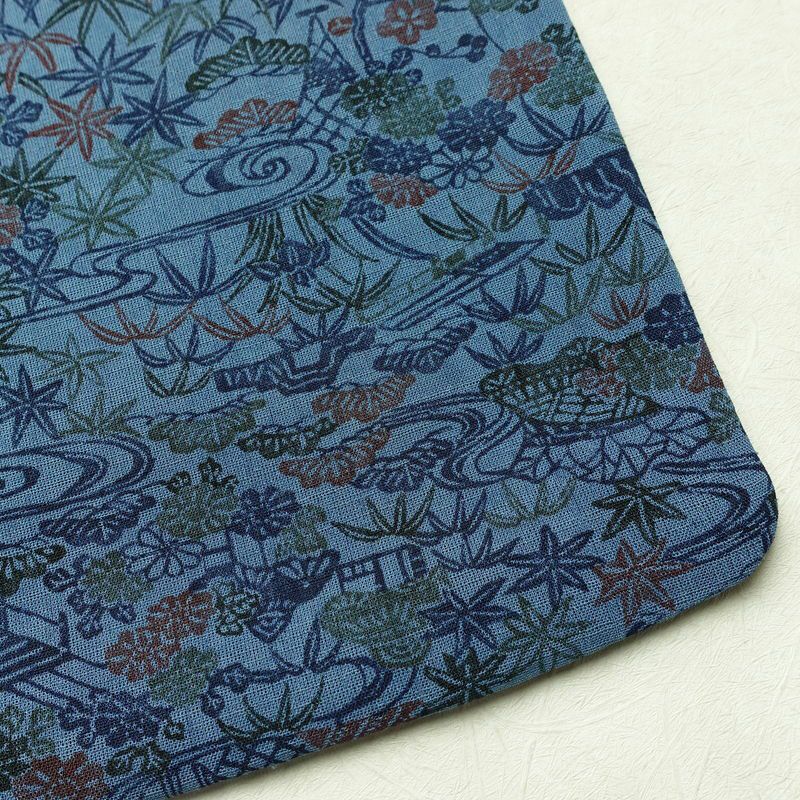 盛夏 良品 夏用 バチ衿仕立て ポリエステル 古典柄 単衣仕立て 身丈151cm 裄丈68cm リサイクル着物 着物 青・紺_画像16