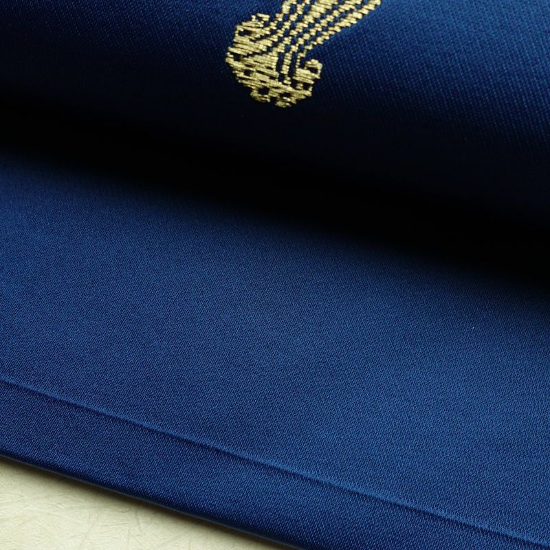 名古屋帯 太鼓柄 ポリエステル 古典柄 名古屋仕立て なごや帯 リサイクル帯 帯 箔 金糸 青・紺_画像8