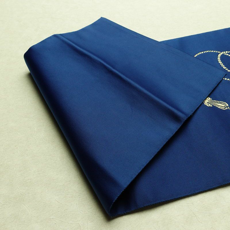 名古屋帯 太鼓柄 ポリエステル 古典柄 名古屋仕立て なごや帯 リサイクル帯 帯 箔 金糸 青・紺_画像10