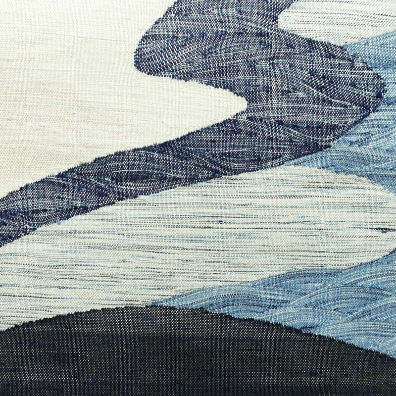 名古屋帯 太鼓柄 良品 正絹 流水・波柄 松葉仕立て なごや帯 リサイクル帯 帯 紬地 多色使い_画像2