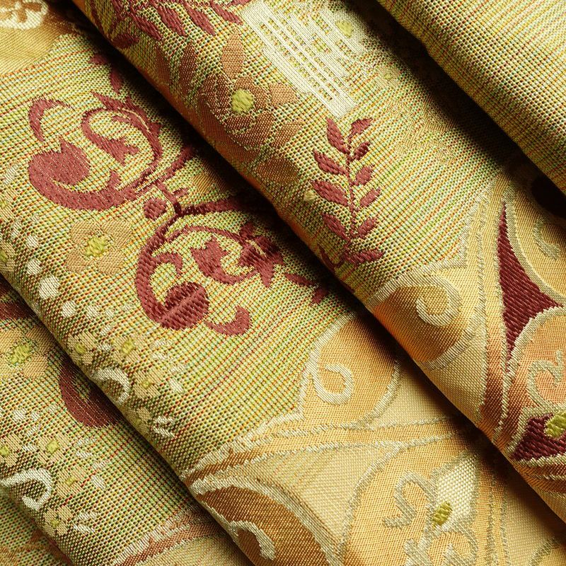 名古屋帯 六通柄 正絹 幾何学柄・抽象柄 松葉仕立て なごや帯 リサイクル帯 帯 黄・黄土色_画像19