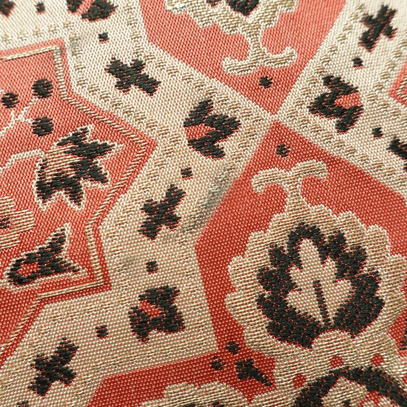 名古屋帯 全通柄 正絹 幾何学柄・抽象柄 松葉仕立て なごや帯 リサイクル帯 帯 ピンク_画像3