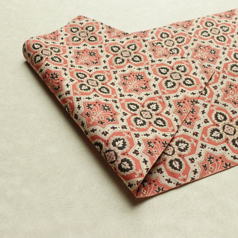 名古屋帯 全通柄 正絹 幾何学柄・抽象柄 松葉仕立て なごや帯 リサイクル帯 帯 ピンク_画像10