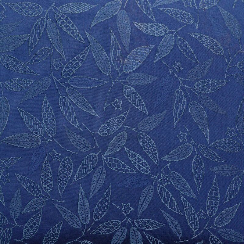 名古屋帯 全通柄 正絹 木の葉・植物柄 名古屋仕立て なごや帯 リサイクル帯 帯 青・紺_画像2