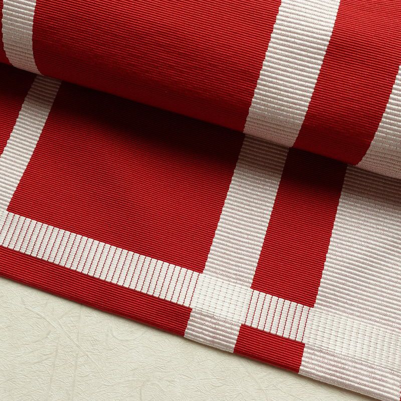 名古屋帯 六通柄 正絹 チェック・格子柄 名古屋仕立て なごや帯 リサイクル帯 帯 赤・朱_画像8