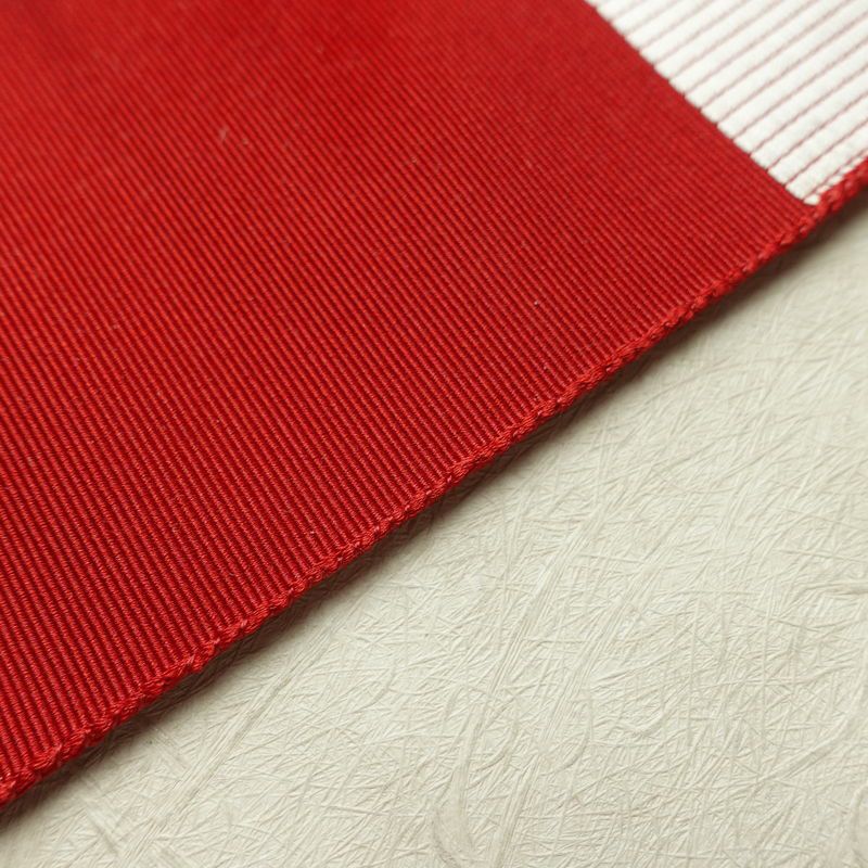 名古屋帯 六通柄 正絹 チェック・格子柄 名古屋仕立て なごや帯 リサイクル帯 帯 赤・朱_画像13