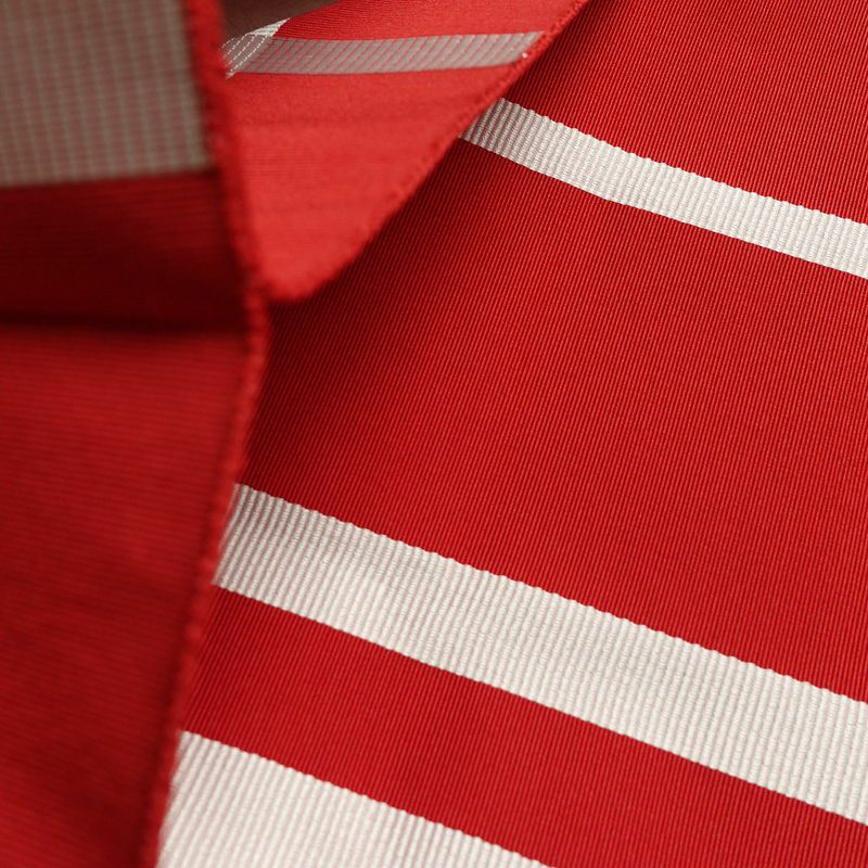 名古屋帯 六通柄 正絹 チェック・格子柄 名古屋仕立て なごや帯 リサイクル帯 帯 赤・朱_画像20