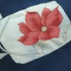 名古屋帯 太鼓柄 良品 正絹 花柄 松葉仕立て なごや帯 リサイクル帯 帯 青・紺_画像3