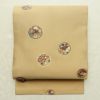 名古屋帯 太鼓柄 正絹 人物・動物柄 名古屋仕立て なごや帯 リサイクル帯 帯 刺繍 金糸 ベージュ_画像1