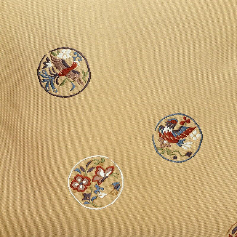 名古屋帯 太鼓柄 正絹 人物・動物柄 名古屋仕立て なごや帯 リサイクル帯 帯 刺繍 金糸 ベージュ_画像2