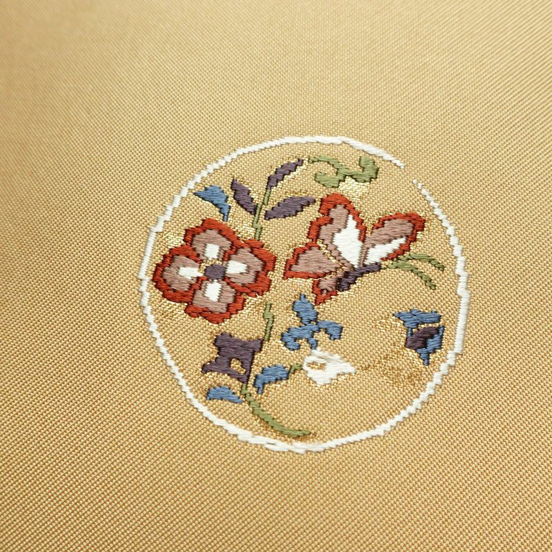 名古屋帯 太鼓柄 正絹 人物・動物柄 名古屋仕立て なごや帯 リサイクル帯 帯 刺繍 金糸 ベージュ_画像3
