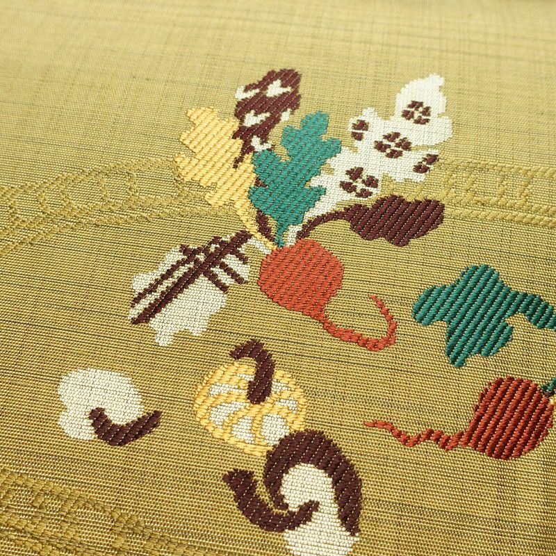 名古屋帯 太鼓柄 良品 正絹 その他の柄 名古屋仕立て なごや帯 リサイクル帯 帯 洒落 黄・黄土色_画像3