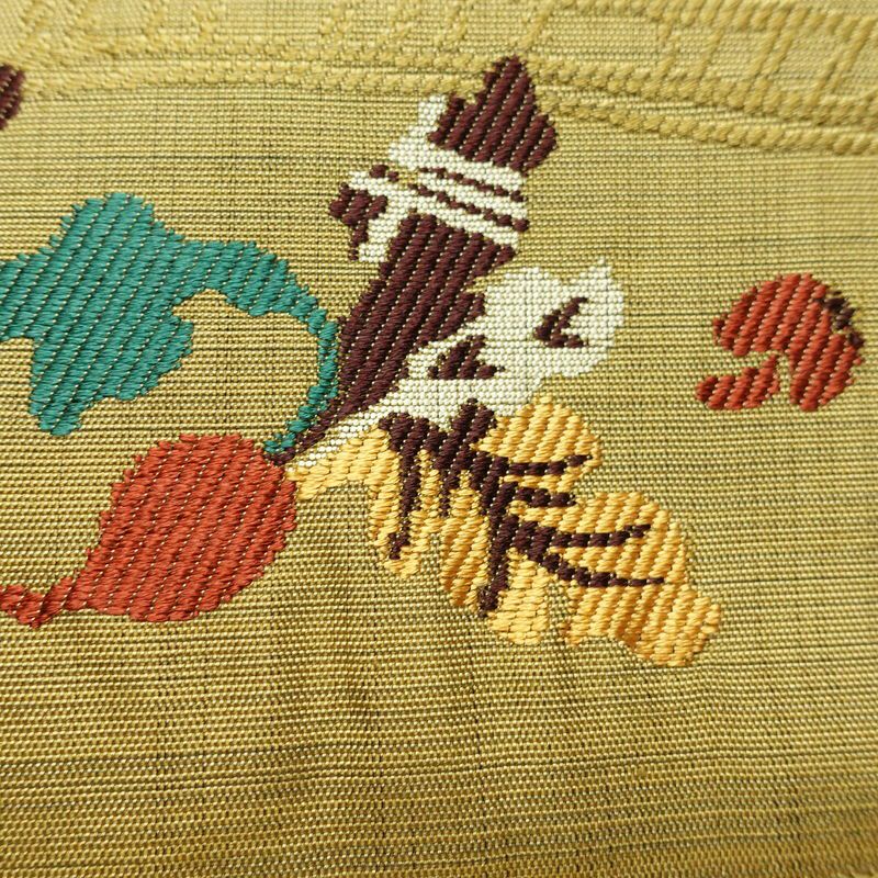 名古屋帯 太鼓柄 良品 正絹 その他の柄 名古屋仕立て なごや帯 リサイクル帯 帯 洒落 黄・黄土色_画像4