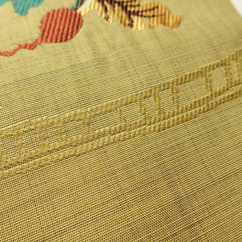 名古屋帯 太鼓柄 良品 正絹 その他の柄 名古屋仕立て なごや帯 リサイクル帯 帯 洒落 黄・黄土色_画像5